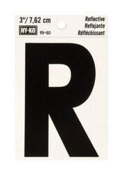 Hy-Ko 3 in. Reflective Black Vinyl Self-Adhesive Letter R 1 pc