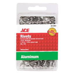 Ace 1/8 in. D X 1/8 in. R Aluminum Rivets Silver 100 pk