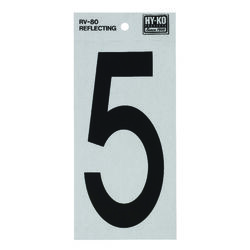 Hy-Ko 6 in. Reflective Black Vinyl Self-Adhesive Number 5 1 pc