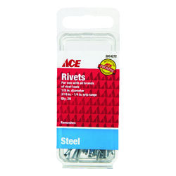 Ace 1/8 in. D X 1/4 in. R Steel Rivets Silver 20 pk