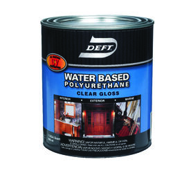 Deft Water Based Polyurethane Gloss Clear Waterborne Wood Finish 1 qt