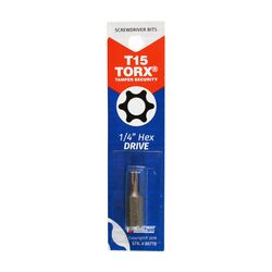 Best Way Tools Torx Torx T15 S X 1 in. L Screwdriver Bit Carbon Steel 1 pc