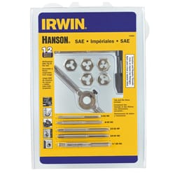 Irwin Hanson High Carbon Steel SAE Tap and Die Set 6-32NC, 8-32NC, 10-24NC, 10-32NF, 1/4-20NC 12 pc