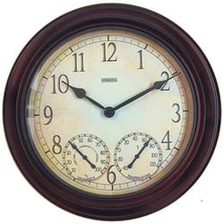 Taylor 14 inch Dial Clock/Thermometer/Hygrometer Metal Brown