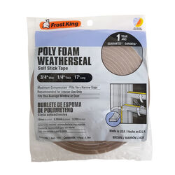 Frost King Brown Poly Foam Weather Seal For Doors and Windows 17 ft. L X 1/4 in. T