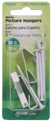 Hillman AnchorWire Steel-Plated White Standard Picture Hanger 50 lb 3 pk
