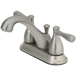 OakBrook Doria Brushed Nickel Two Handle Lavatory Pop-Up Faucet 4 in.