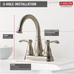 Delta Porter Brushed Nickel Two Handle Lavatory Faucet 4 in.