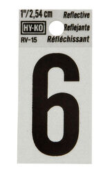 Hy-Ko 1 in. Reflective Black Vinyl Self-Adhesive Number 6 1 pc