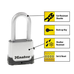 Master Lock 1-1/2 in. H X 2-1/4 in. W X 2 in. L Steel Dual Ball Bearing Locking Padlock 1 pk