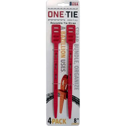 One-Tie 8 in. L Red Reusable Tie Strap 4 pk