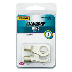 Jandorf 4 Ga. Uninsulated Wire Terminal Ring Silver 2 pk